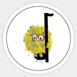 Funny Bird on Music Note Sticker